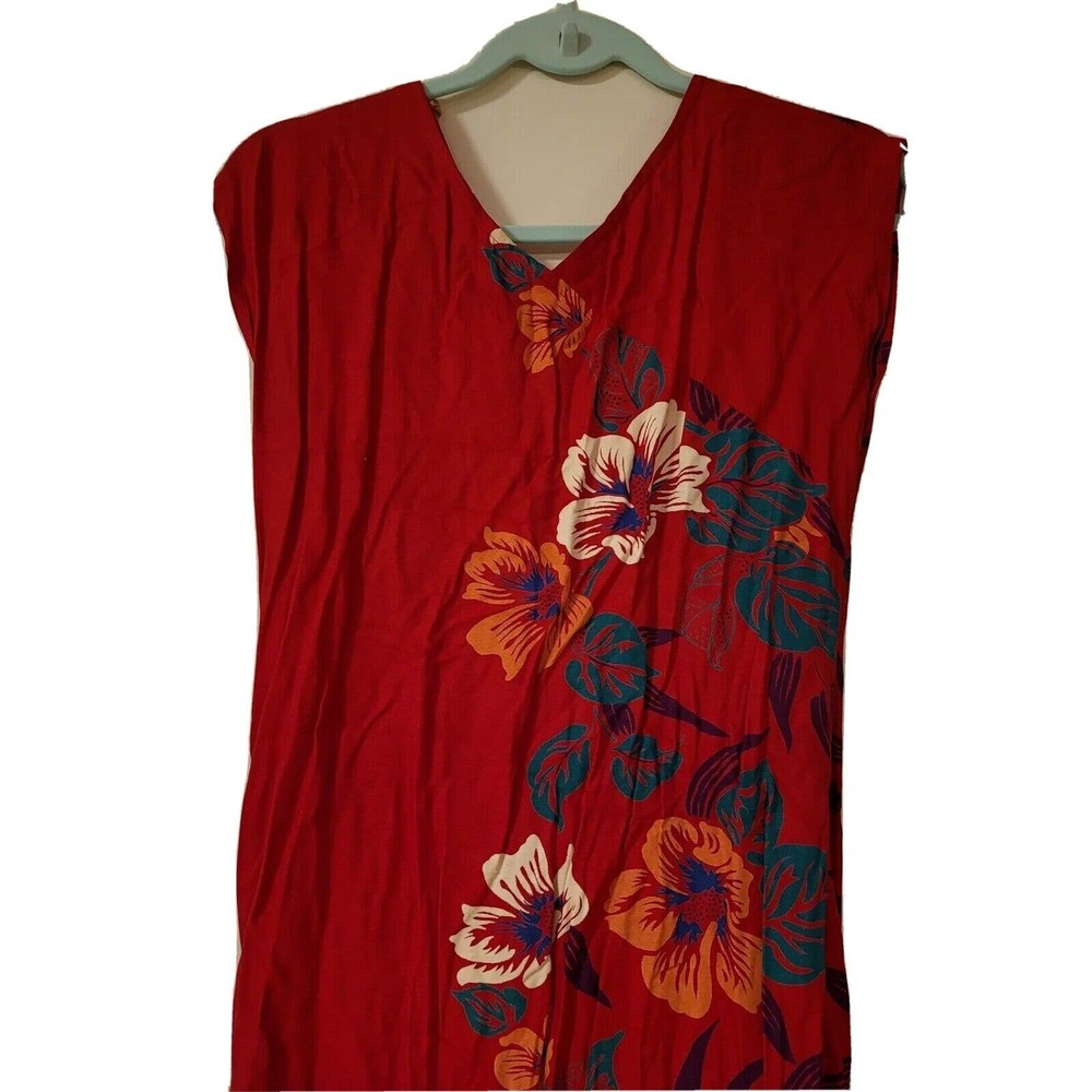 VTG Young Edwardian‎ Womens Size 11 Aloha Hawaii Red Button Floral Dress